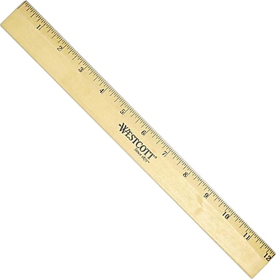 Westcott 5011 Beveled Metal Edge Rigid Wood Ruler 12