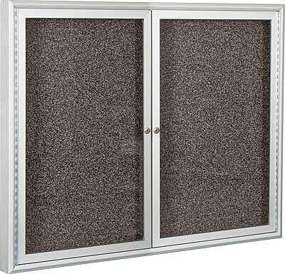 Best Rite 4 W x 4 H 2 Door Enclosed Bulletin Board with Black Recycled Rubber Tak Aluminum Frame 94PSD I 96