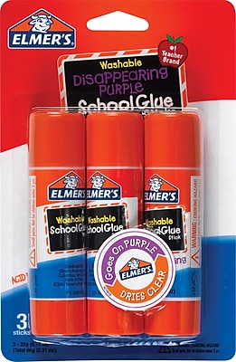 Elmer s Disappearing Purple School Glue Sticks 3 Pack .77 oz