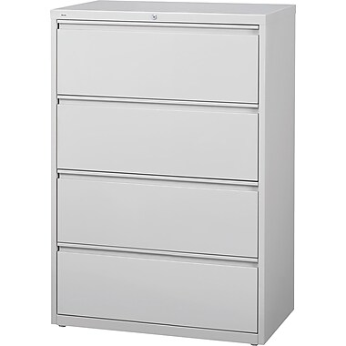 Staples HL8000 Commercial 4 Drawer Lateral File Cabinet, Gray, 36
