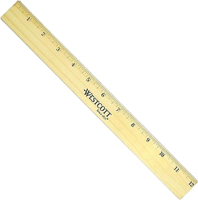 Westcott 5221 Wood Brass Double Edge Ruler 12