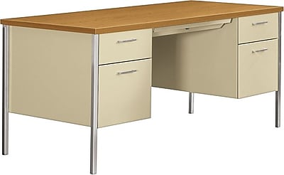 HON 34000 Series Double Pedestal Desk Harvest Putty