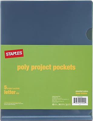 Staples Poly Project Pockets Letter Smoke colored 5 Pack 10770 CC