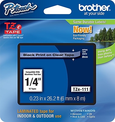 Brother TZe 111 1 4 P Touch Label Tape Black on Clear