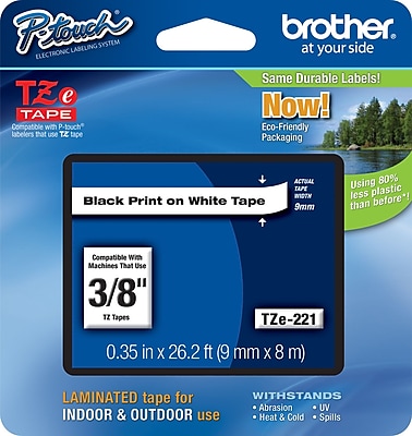 Brother TZe 221 3 8 P Touch Label Tape Black on White