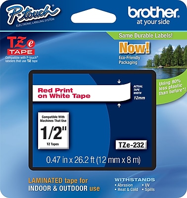 Brother TZe 232 1 2 P Touch Label Tape Red on White