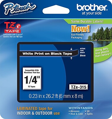 Brother TZe 315 1 4 P Touch Label Tape White on Black