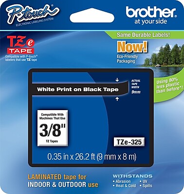 Brother TZe 325 3 8 P Touch Label Tape White on Black