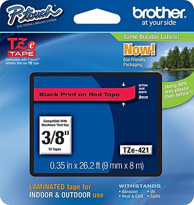 Brother TZe 421 3 8 P Touch Label Tape Black on Red