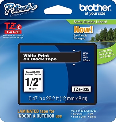 Brother TZe 335 1 2 P Touch Label Tape White on Black