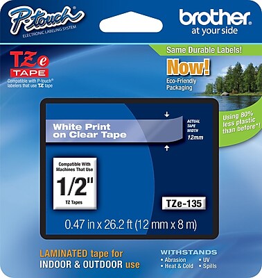 Brother TZe 135 1 2 P Touch Label Tape White on Clear