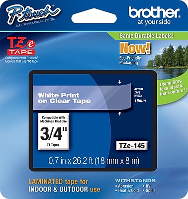 Brother Tze 145 3 4 P Touch Label Tape White on Clear