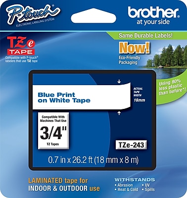 Brother TZe 243 3 4 P Touch Label Tape Blue on White