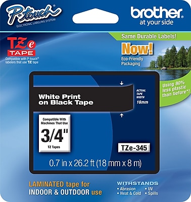 Brother TZe 345 3 4 P Touch Label Tape White on Black