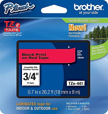 Brother TZe 441 3 4 P Touch Label Tapes Black on Red