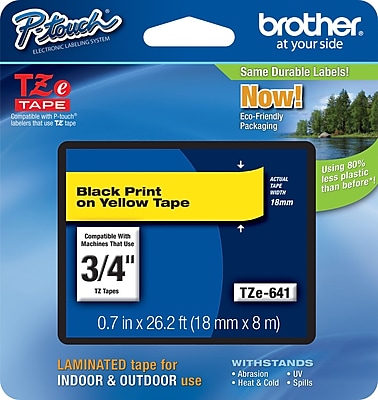 Brother TZe 641 3 4 P Touch Label Tape Black on Yellow