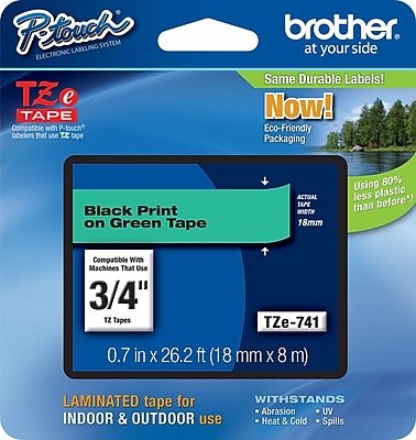 Brother TZe 741 3 4 P Touch Label Tape Black on Green