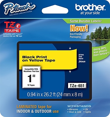 Brother TZe 651 1 P Touch Label Tape Black on Yellow