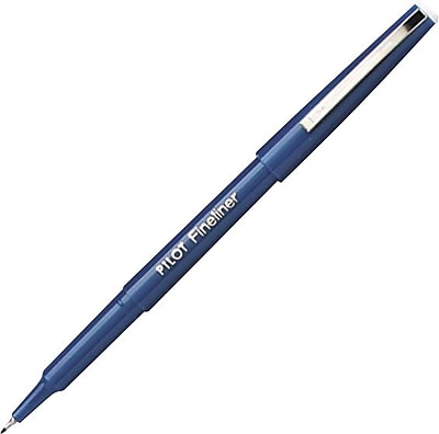 Pilot Fineliner Marker Pens Fine Point 0.4 mm Blue Ink Blue Barrel Each