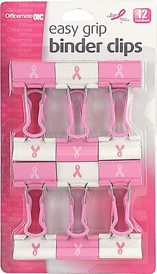 OIC Medium Pink Ribbon Easy Grip Binder Clips 1 1 4 Size with 5 8 Capacity