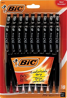 Bic BU3 Retractable Ballpoint Pens, Medium 1.0mm, Black, 18/Pack                                                                