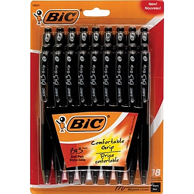 Bic BU3 Retractable Ballpoint Pens, Medium 1.0mm, Black, 18/Pack                                                                