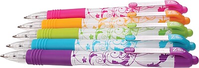 Zebra Z Grip Daisies Retractable Ballpoint Pens Assorted 5 Pack