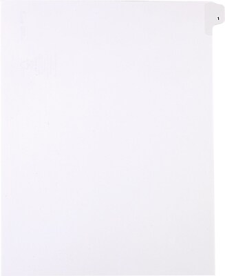 Kleer Fax Side Tab Legal Index Dividers Number 1 White Letter 25 Pk