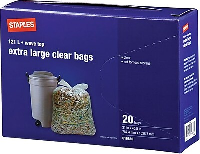 StaplesÂ® Clear Leaf and Grass Bags, 31in. x 40in., 20-Pack