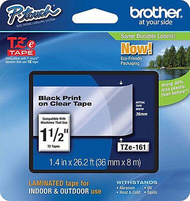 Brother TZe 161 1.5 P Touch Label Tape Black on Clear