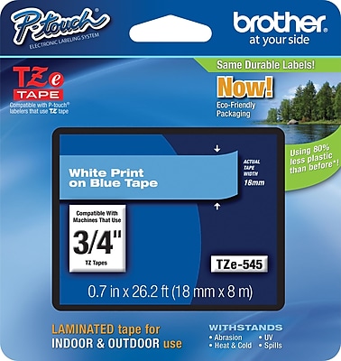 Brother TZe 545 3 4 P Touch Label Tape White on Blue