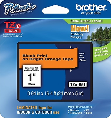 Brother TZe B51 1 P Touch Label Tape Black on Flourescent Orange