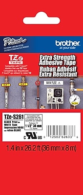 Brother TZe S261 1.5 P Touch Label Tapes Black on White with Extra Strength Adhesive