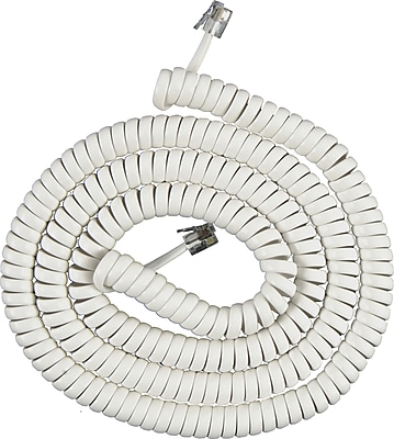 Power Gear Telephone Coil Cord White 12 ft.