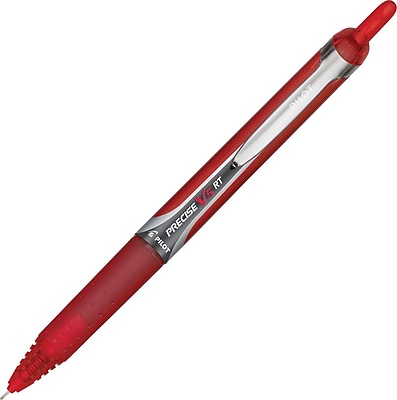 Pilot Precise V5 Retractable Premium Rolling Ball Pens Extra Fine Point 0.5 mm Red Ink Red Barrel Each