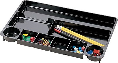 Officemate Drawer Organizer Tray 9 Compartments Black 14 W x 9 D x 1.125 H