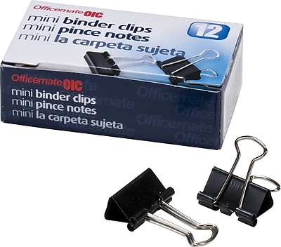 OIC Binder Clips Mini 9 16 Wide 1 4 Capacity Black 12 PK