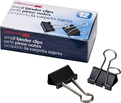 OIC Small Binder Clips Black and Silver 3 4 Width 3 8 Capacity 12 Bx