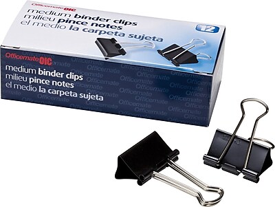 OIC Medium Binder Clips Black and Silver 1 1 4 Width 5 8 Capacity 12 Bx