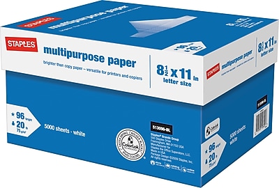 Staples® Multipurpose Paper, 8 1/2in. x 11in., Case