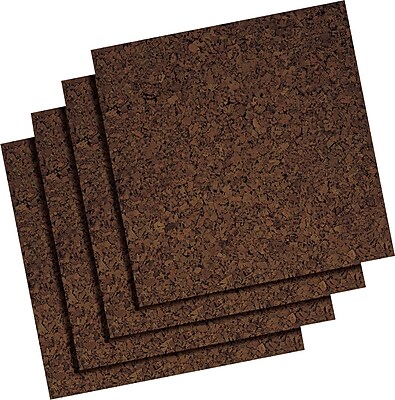 Staples Frameless Dark Cork Tiles 12 x 12 4 Pk