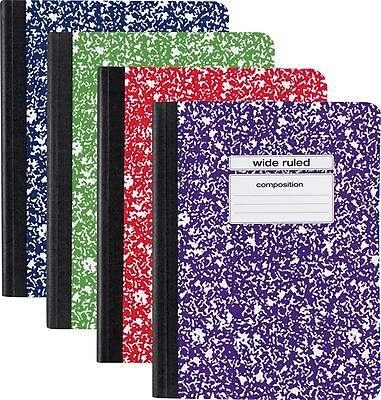 Staples Wide Rule Composition Book, Assorted Colors, 9-3/4