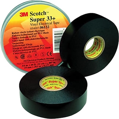 Scotch Super 33 Black PVC Backing Insulating Electrical Tape 3 4 in W 20 ft L 7 mil T