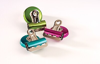 Staples 1 Magnetic Bulldog Clips Assorted Colors 3 Pack