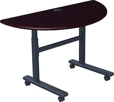Balt Sit Stand 48 Semi Circle Height Adjustable Table Mahogany 90326