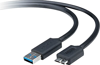 Belkin® USB 3.0 Cable Adapter, A To MicroB, 3'(L), Black