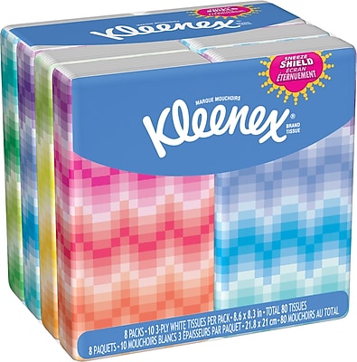 Kleenex Facial Tissue Pocket Pack 3 Ply 8 Pack