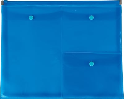 Staples Plastic Zip Envelopes with Pockets Letter Size Blue 23229