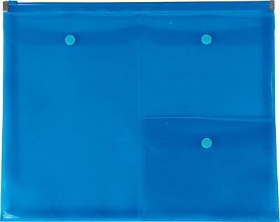 Staples Plastic Zip Envelopes with Pockets Letter Size Blue 23229