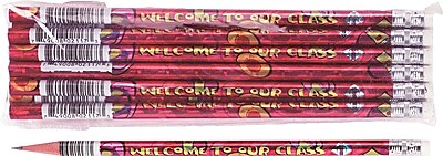 Moon Products Woodcase Pencil HB Soft No. 2 Lead Red Barrel Welcome To Our Class 12 Pack